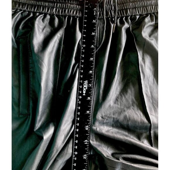 BLANKNYC Black Vegan Leather Elastic Waist Leg Jogger Slash Pockets Pants-28 - Picture 12 of 16